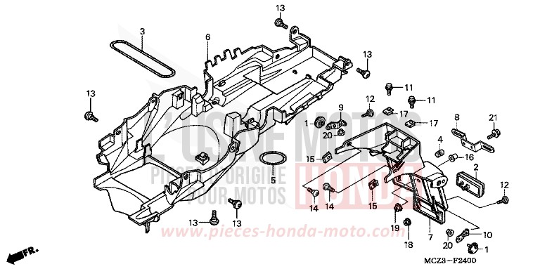 GARDE-BOUE ARRIERE de Hornet 900 CANDY BLAZE ORANGE (YR196) 2007